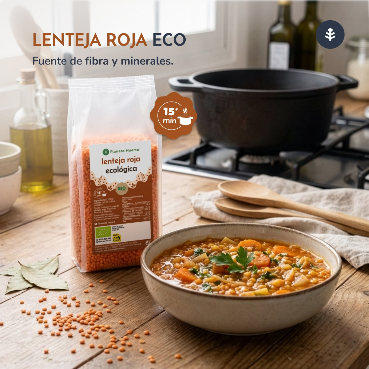 Pack de 2x Lentilhas Vermelhas ECO Planeta Huerto 500 g