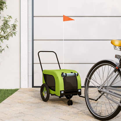 Remolque De Bicicleta Mascotas Hierro Tela Oxford Verde Negro_1