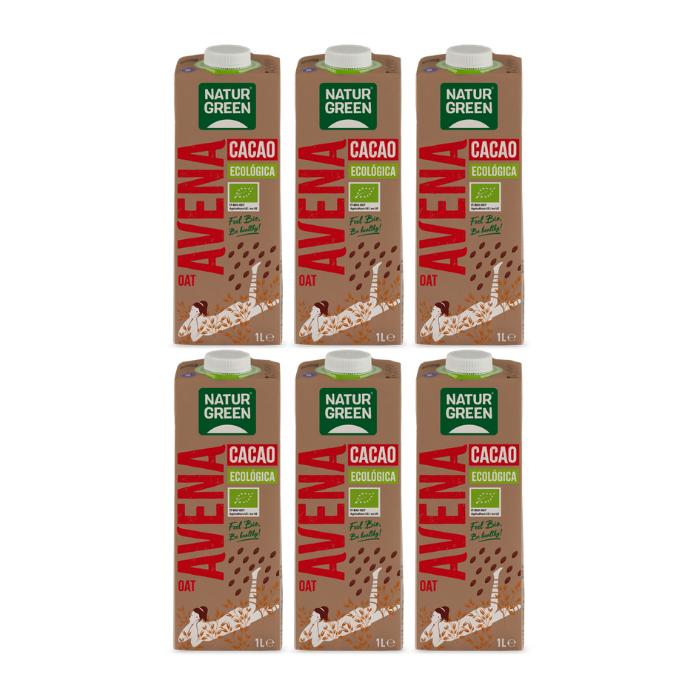 Embalagem de 6 x Bebida de Aveia com Chocolate NaturGreen 1 L