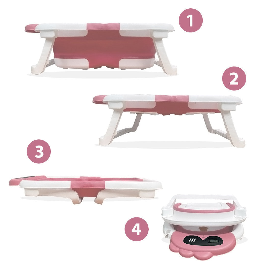Bathby Bañera Plegable Para Bebés Recién Nacidos, Cojín Dinosaurio, Termómetro, Patas Antideslizantes (rosa Dinosaurio)_2
