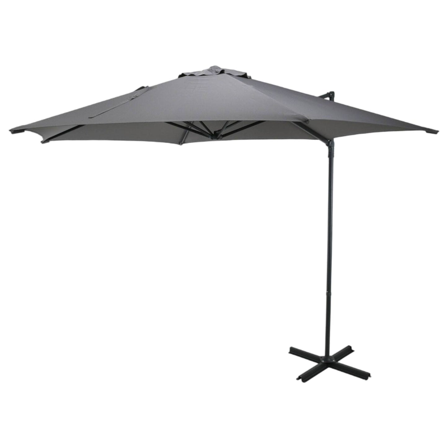 Well Home - Sombrilla Colgante Push Up Ø270cm Gris Claro Con Base De Acero Cruzado_0
