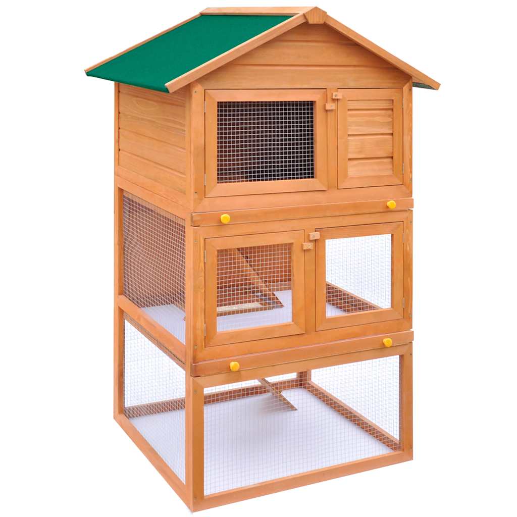 Casa De Animales Pequeños Jaula Conejera 3 Niveles Madera_0