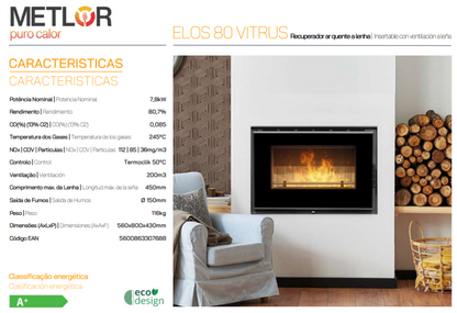 Insertables Con Ventilación A Leña Metlor Modelo Elos 80 Vitrus_1