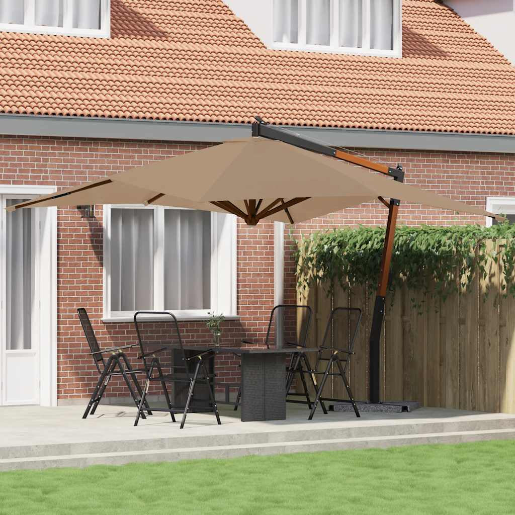 Vidaxl Sombrilla Jardín Voladiza Con Palo De Madera Taupe 400x300 Cm_1