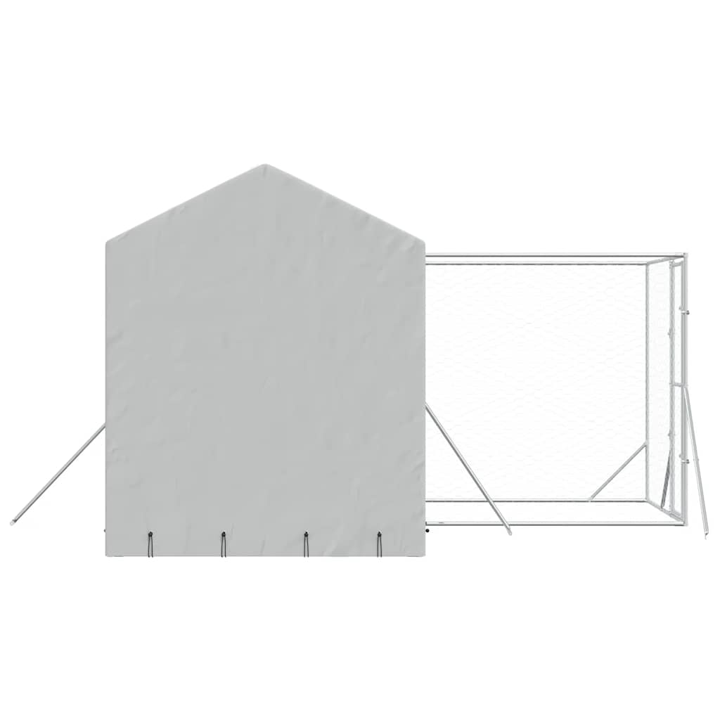 Perrera De Exterior Con Techo Acero Galvanizado Plata 4x4x2,5 M_4