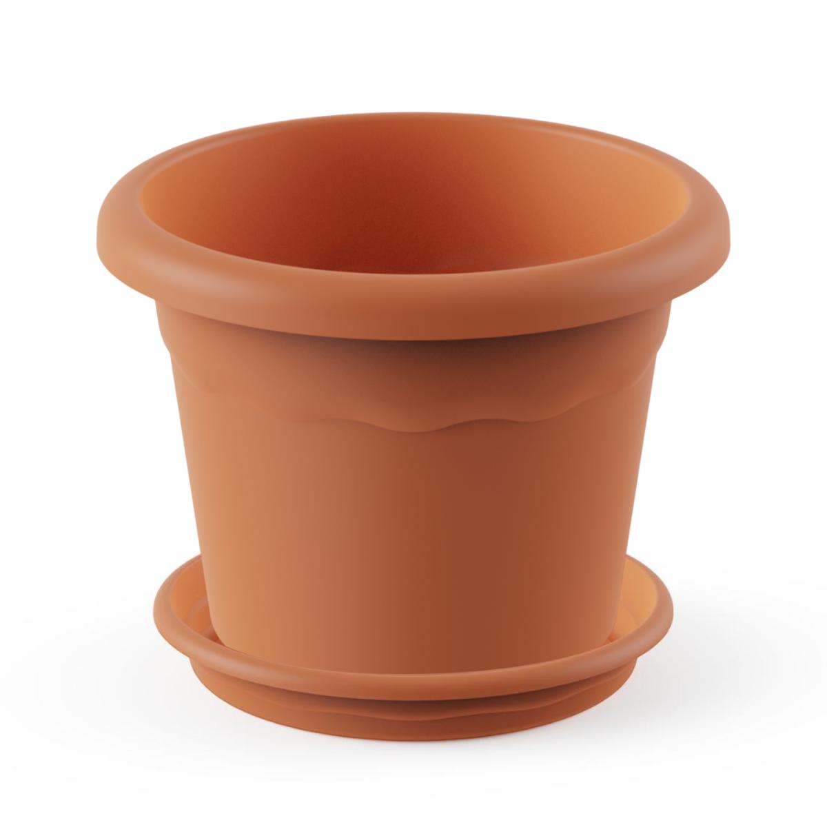 Vaso redondo em terracota com pires embalagem 26 x 19 cm
