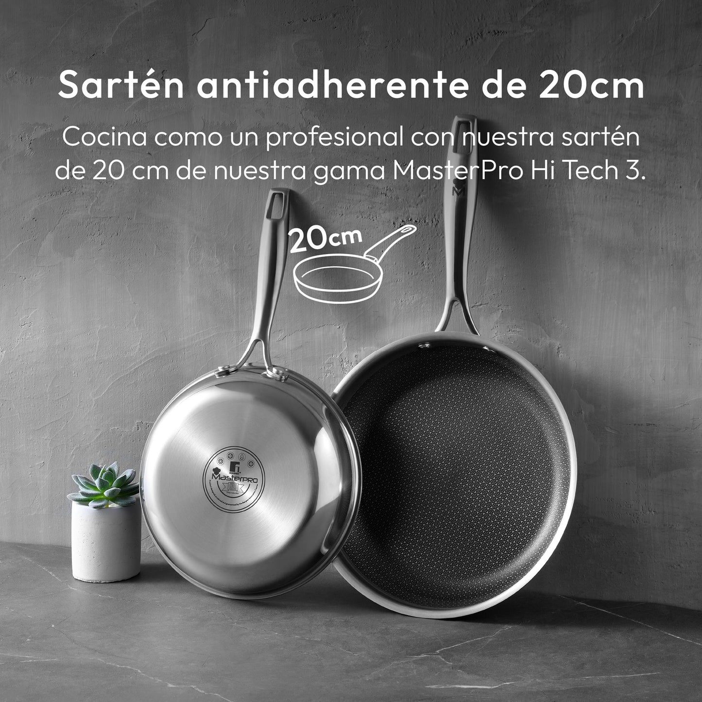 Juego De Sartén Ø24x4,7cm + Cacerola Baja Ø24x5cm En Acero Inoxidable Masterpro_1
