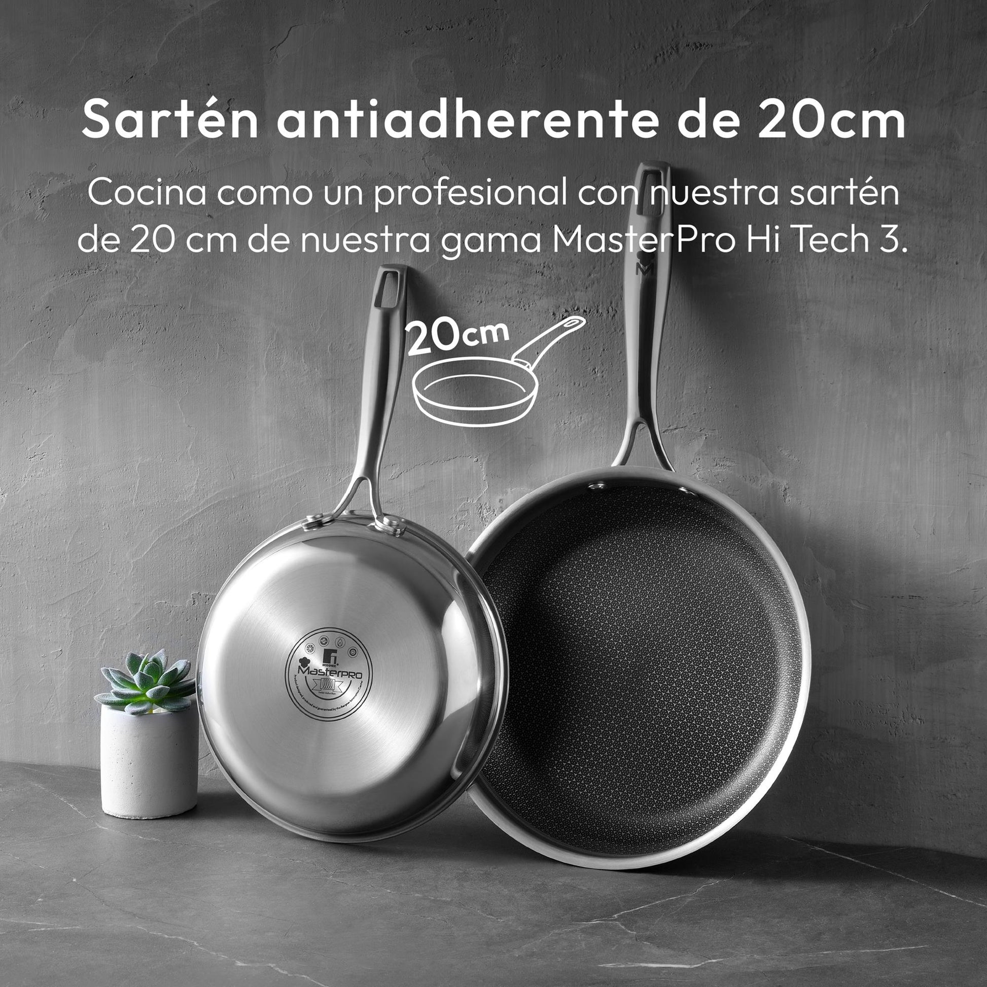 Juego De Sartén Ø24x4,7cm + Cacerola Baja Ø24x5cm En Acero Inoxidable Masterpro_1