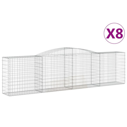 Cestas De Gaviones 8 Uds Forma De Arco Hierro 400x50x100/120 Cm_0