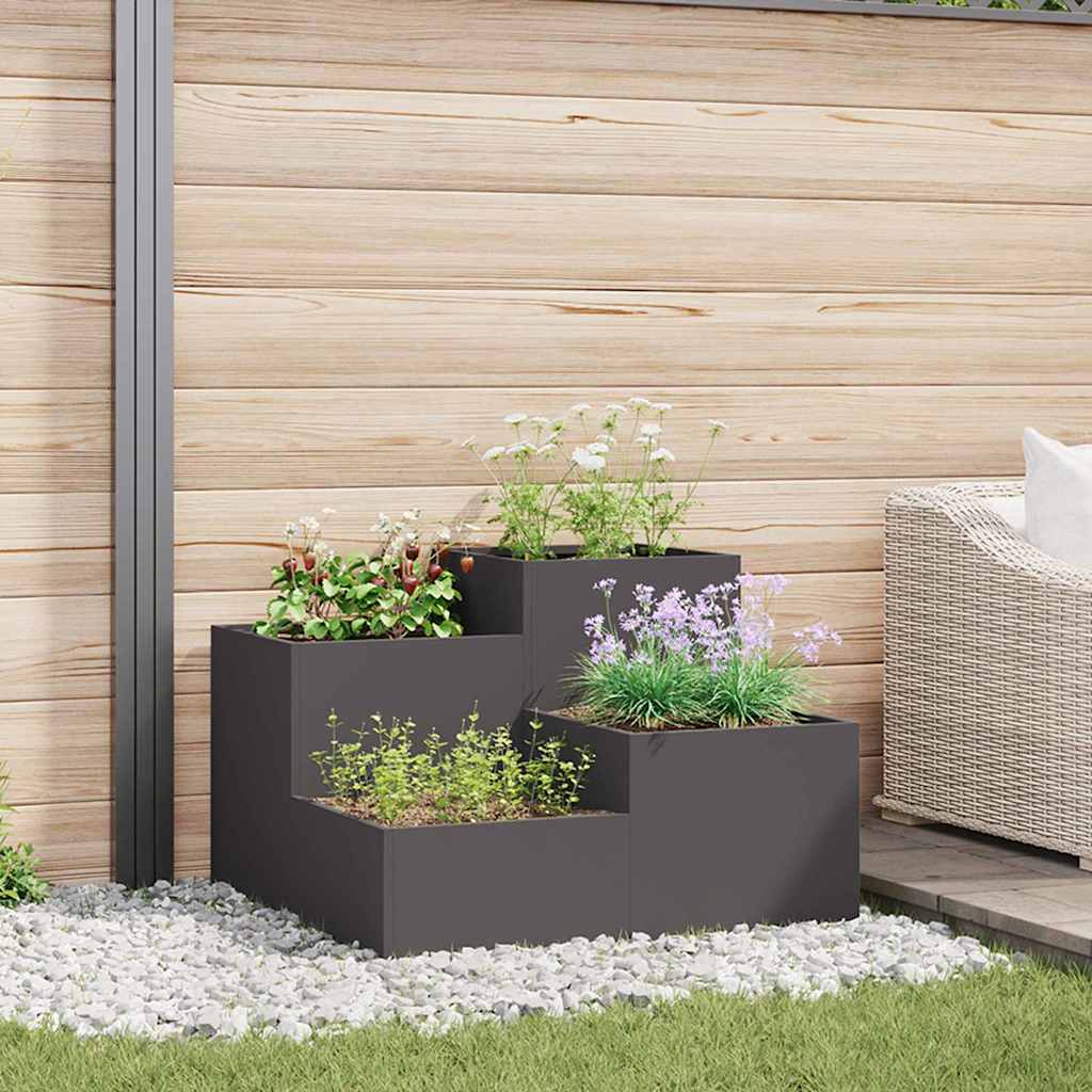 Maceta Para Jardín Negro 100 X 100 X 60 Cm Acero_1
