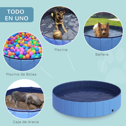 Pawhut Piscina Plegable Para Perros Bañera De Pvc Interior Y Exterior Ø140x30cm_4