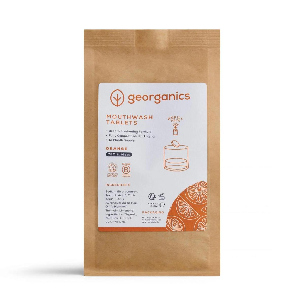 Recargas de comprimidos para elixir bucal Georganics Orange, 720 unidades