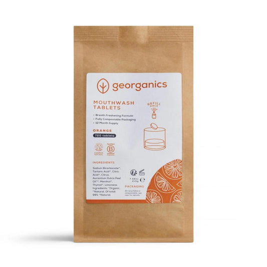 Recargas de comprimidos para elixir bucal Georganics Orange, 720 unidades