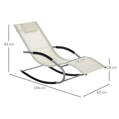 Outsunny Mecedora Para Jardín Con Reposacabezas 63x144x84 Cm Beige_2