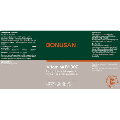 Vitamina B1 Tiamina Bonusan 60 Cápsulas Vegetais