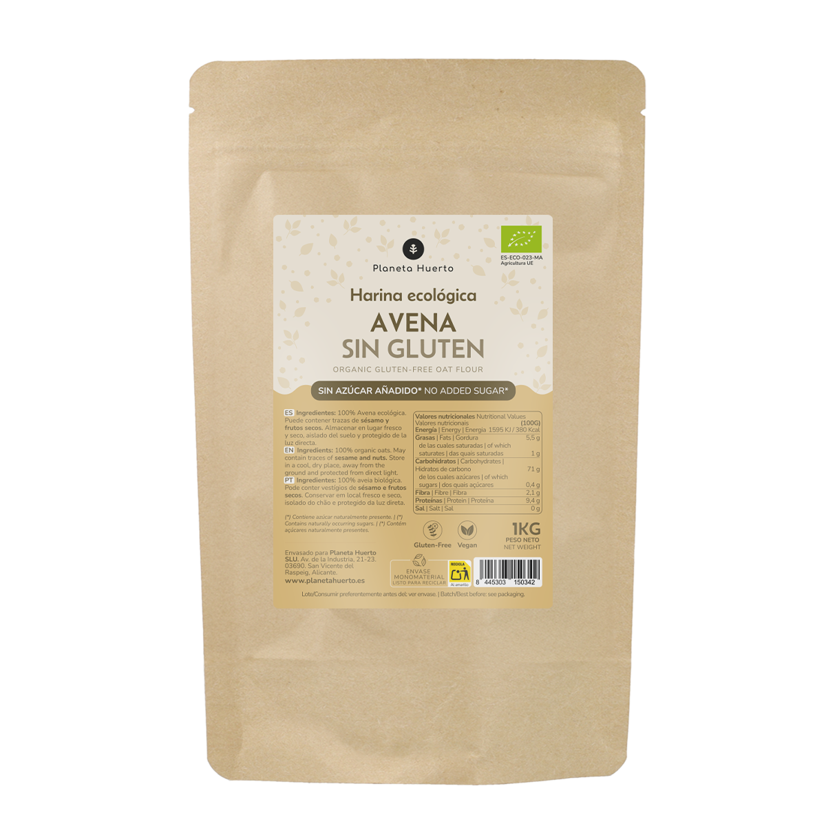 Farinha de Aveia Sem Glúten ECO Planeta Huerto 1 kg