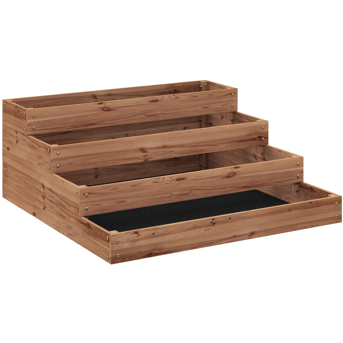 Outsunny Jardinera De Madera Elevada De 4 Niveles 113x113x46 Cm Café Oscuro_0