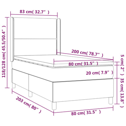 Cama Box Spring Colchón Y Luces Led Tela Crema 80x200 Cm / Vetonek_5