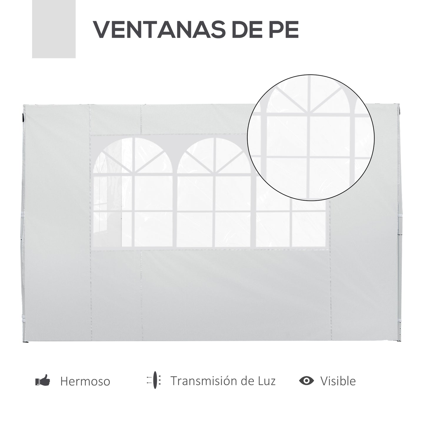 Outsunny 2 Paredes Laterales 2,95x2m Con Ventanas Para Carpa 3x3 3x6 3x9 Blanco_5