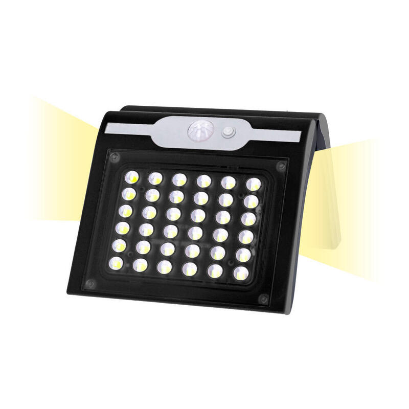 Aplique Solar 2w 220lm 6.500k Con Sensor Color Negro Edm_0