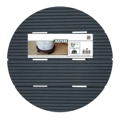 Nature Soporte Con Ruedas Para Plantas Redondo Madera Gris Ø30 Cm_3