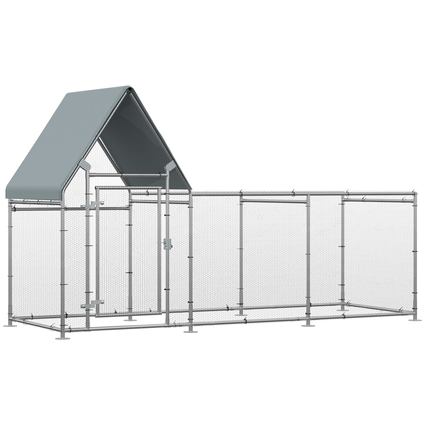 Pawhut Gallinero Exterior Grande 3,02x1,07x1,72m Acero Galvanizado Con Cerradura_0