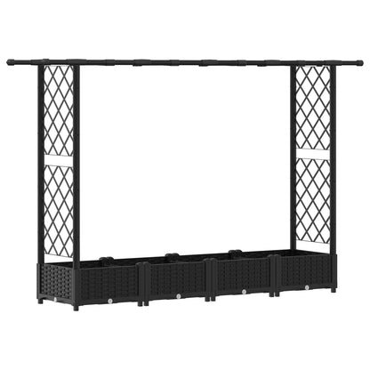 Cama Elevada Con Trellis Y Techo Negro 203 X 40 X 121 Cm Pp_0