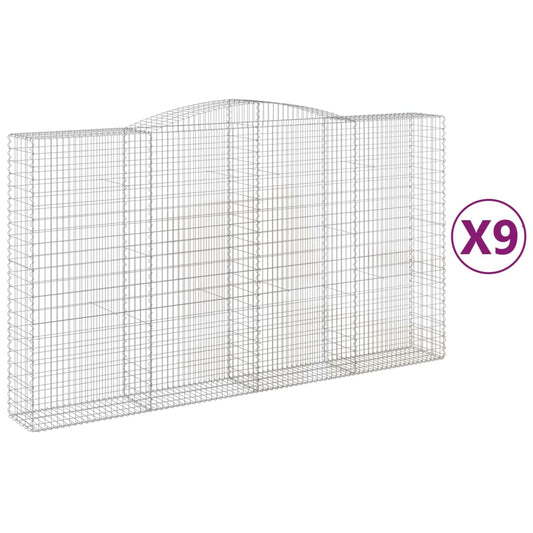 Cestas De Gaviones 9 Uds Forma De Arco Hierro 400x50x220/240 Cm_0