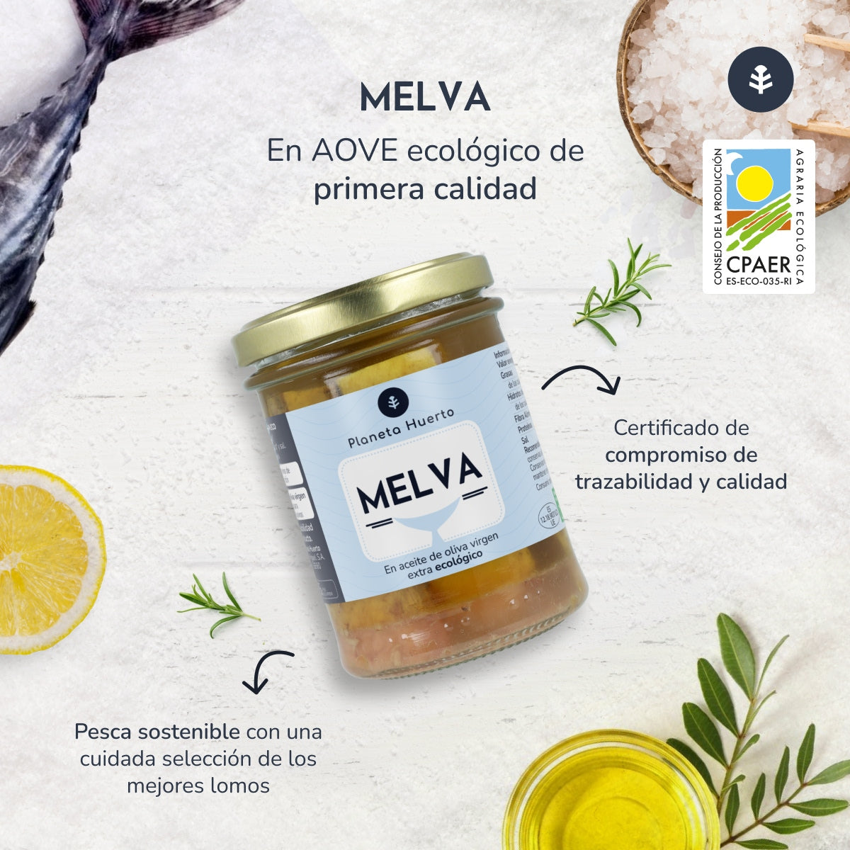Melva em azeite virgem extra ECO Planeta Huerto 190 g