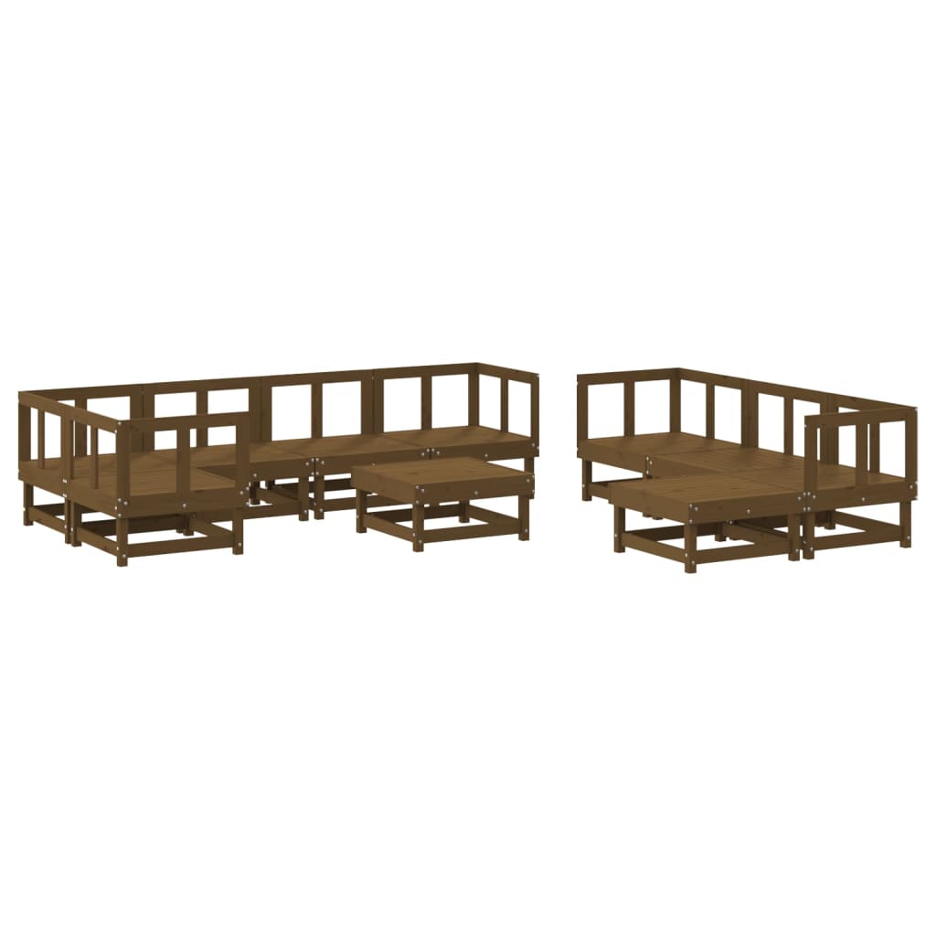 Vidaxl Juego Muebles De Jardín 10 Pzas Madera Maciza Pino Marrón Miel_0