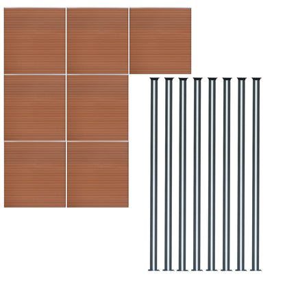 Vallas Para Exteriores De Wpc Y Aluminio - 7x Paneles + 8x Postes | Marrón_0