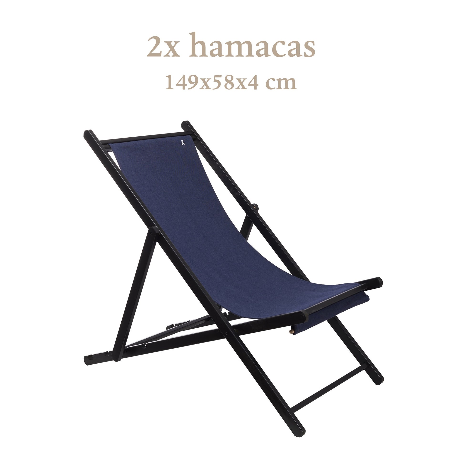 Set De 2 Hamacas Plegables De Madera De Haya, Azul Oscuro, Wengué, Sin Brazos - Scalpers_1