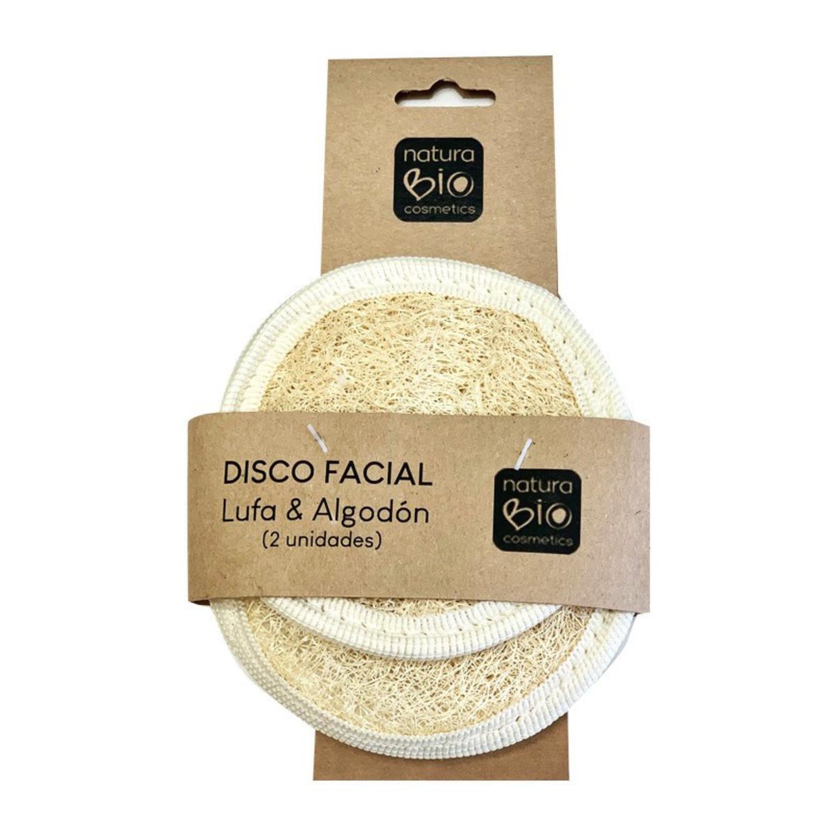 Disco facial em algodão com bucha vegetal, 2 unid.
