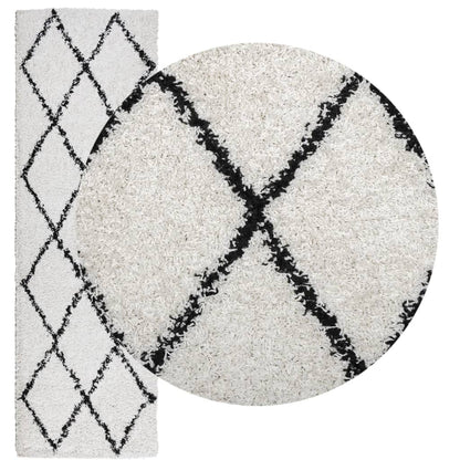 Alfombra De Pelo Largo Moderna Pamplona Crema Y Negro 80x250 Cm / Vetonek_1