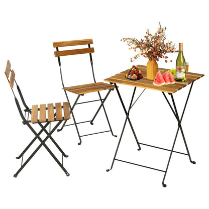 Well Home - Juego 'bistro' Mesa Y 2 Sillas En Madera Y Acero Negro_5