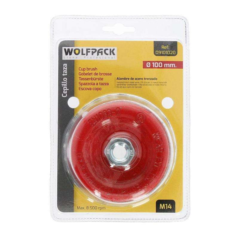 Cepillo Taza Con Alambre De Acero Trenzado Rosca M14, Ø 100 Mm. Alambre De Ø 0,50 Mm.