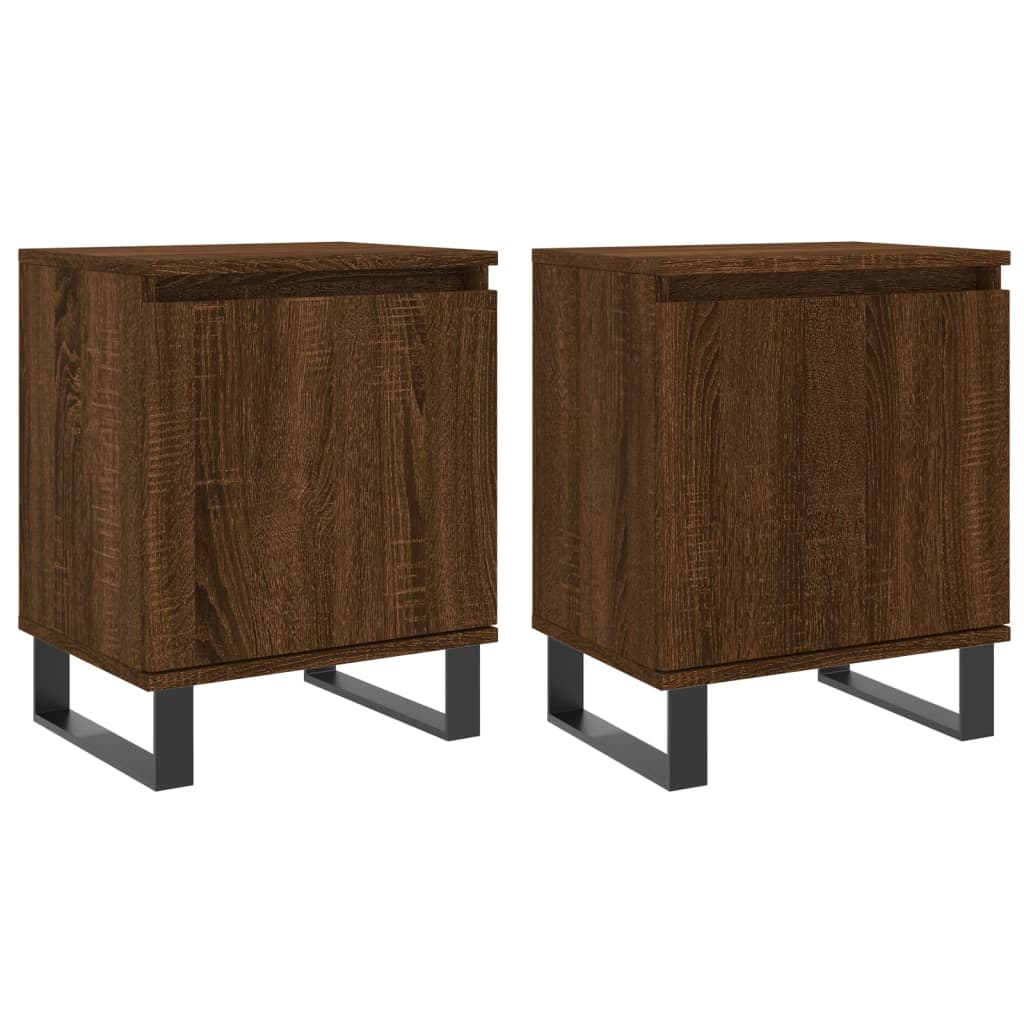 Mesita De Noche 2 Uds Madera Ingeniería Roble Marrón 40x30x50cm_0