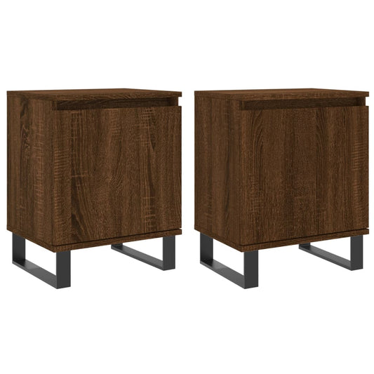 Mesita De Noche 2 Uds Madera Ingeniería Roble Marrón 40x30x50cm_0