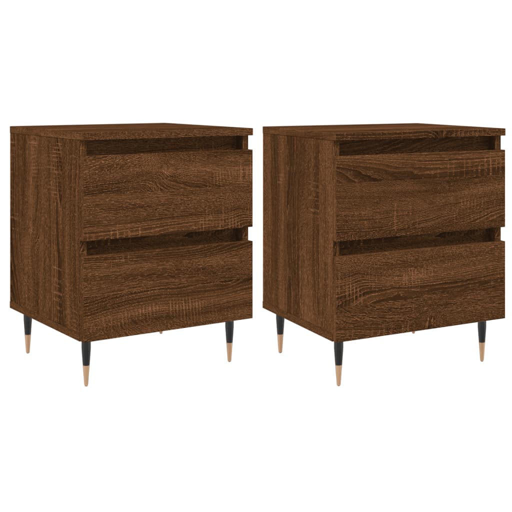Mesitas Noche 2 Uds Madera Ingeniería Marrón Roble 40x35x50 Cm_0