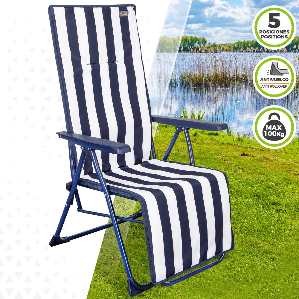 Silla Tumbona Plegable 5 Posiciones Rayas Marineras Aktive Garden_1