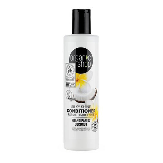 Condicionador de frangipani e coco para todos os tipos de cabelo, Loja orgânica, 280 ml