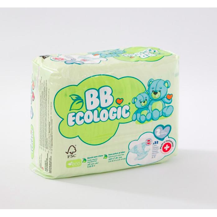 Fraldas ecológicas BBECOLOGIC tamanho 2 mini, 32 unidades