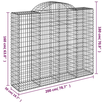 Cestas Gaviones 13 Uds Forma De Arco Hierro 200x50x160/180 Cm_5