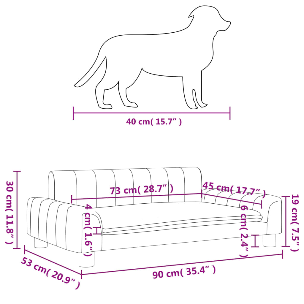 Cama Para Perros De Cuero Sintético Color Capuchino 90x53x30 Cm / Vetonek_4