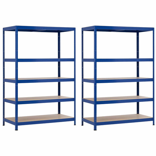 Pack 2 Estanterías Modulares Azul Con 5 Baldas Ajustables 180x120x60cm_0