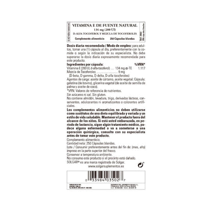 Vitamina E 200UI 134mg 50 cápsulas
