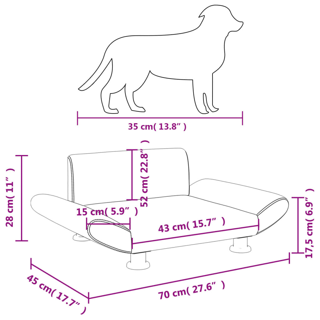 Cama Para Perros De Tela Negra 70x45x28 Cm / Vetonek_0