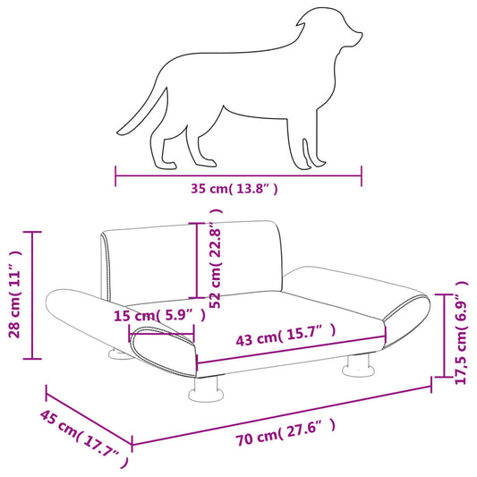 Cama Para Perros De Tela Negra 70x45x28 Cm / Vetonek_0