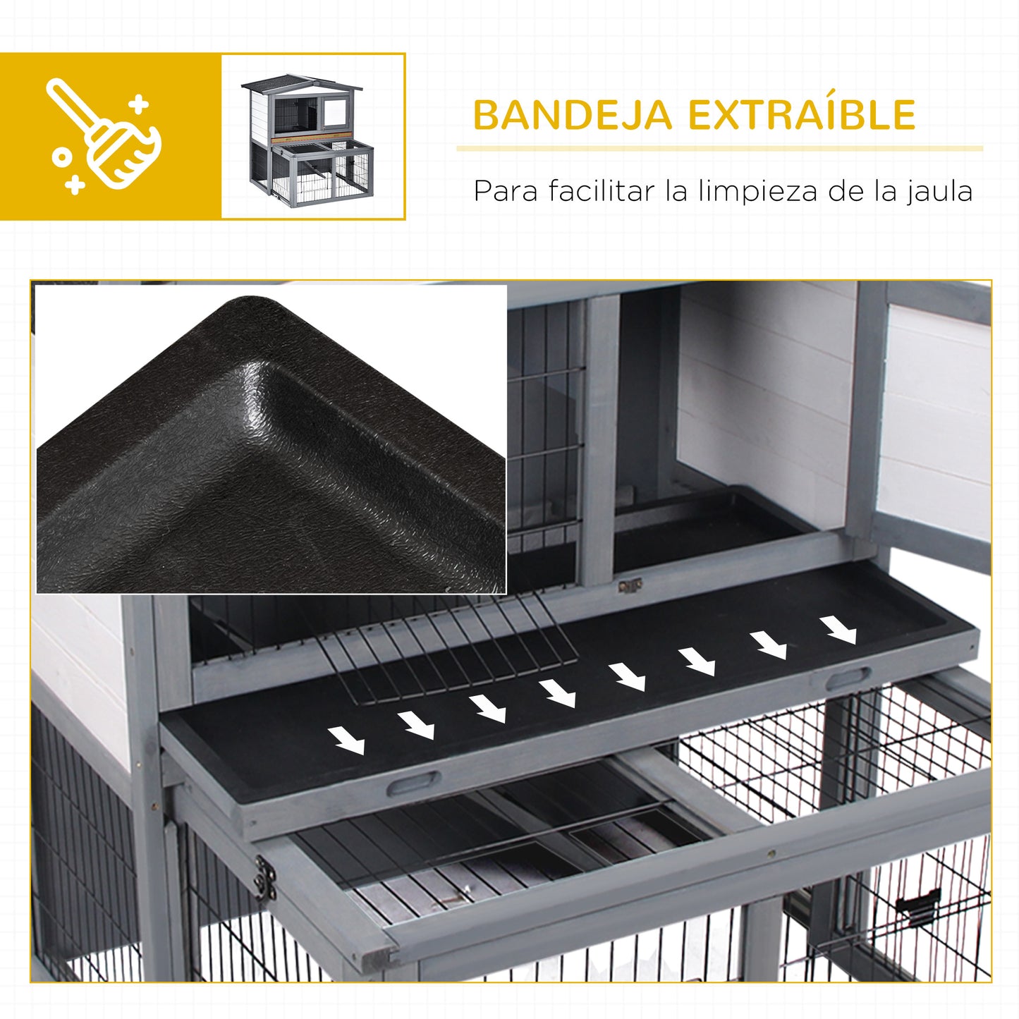 Pawhut Conejera De Exterior Madera Con Techo Abatible Y Zona Abierto Telescópica_5