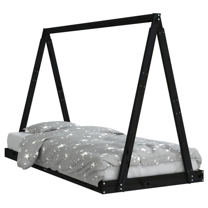 Vidaxl Estructura De Cama Para Niños Madera De Pino Negro 90x200 Cm_0